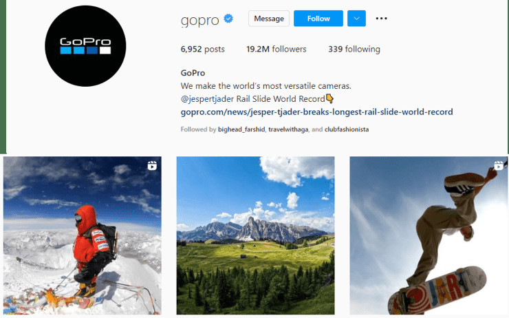 محتوای تولید شده توسط کاربر در اکانت gopro